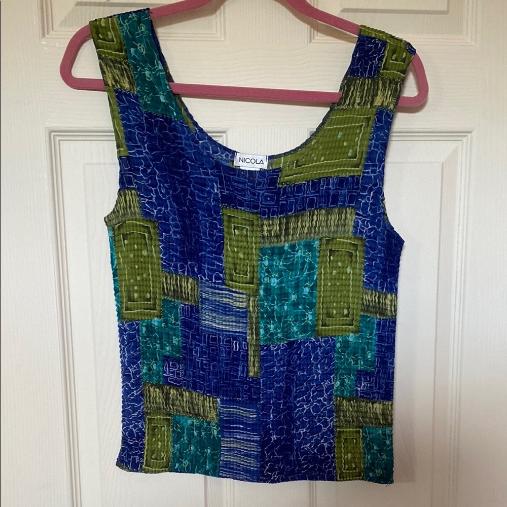 NICOLA Blue Fitted Sleeveless Tank Top